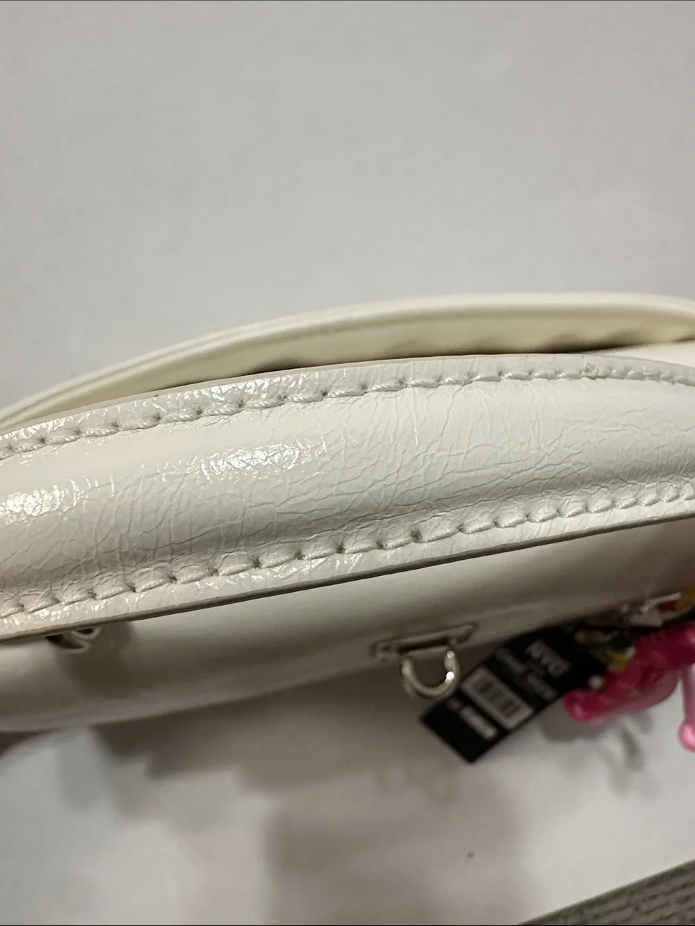Madden NYC Cream Top-Handle Satchel with Colorful Charm